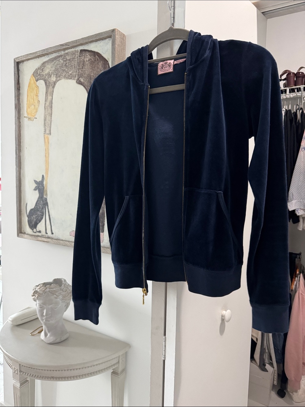 Juicy Couture Navy Hoodie with Pink Label - Picture 3 of 5